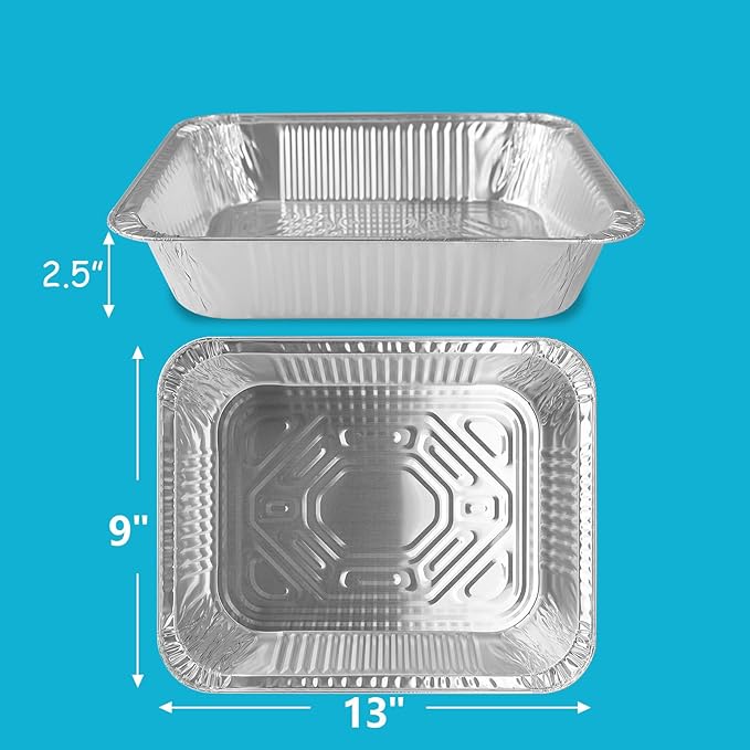 9x13 Thickened Aluminum Foil Pans With Lids, 30Pack Extra Deep Disposable Aluminum Pans for Roasting, Baking, Cooking, Food Prep, Chafing, Steam Table, Oven, Cake, and Party Catering.
