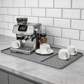 Silicone Coffee Mat 24" x 16", Heat Resistant Non Slip Leak Proof with Concave Convex Design & Detachable Drying Layer, Coffee Bar Mat for Espresso Machine, Coffee Maker Countertops (Gray)