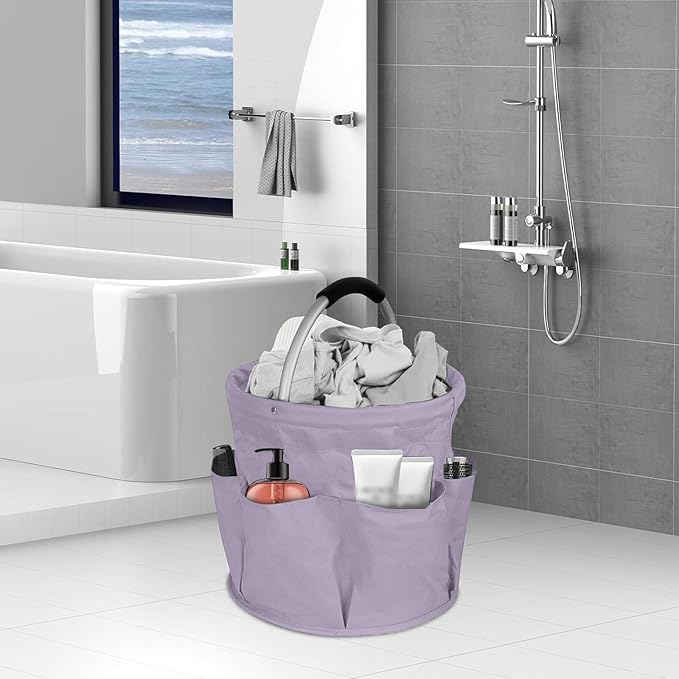 Professional Cleaning Caddy Organizer - 11" Wearable Cleaning Supply Bag with Adjustable Shoulder Strap & Handle - Housekeeper Essentials Organizer for Detailing Tools & Supplies (Purple)