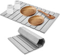 Large Stone Dish Drying Mats for Kitchen Counter, 24"(L)×16"(W) Collapsible Quick Dry Dish Drying Mat, Eco-Friendly Absorbent Diatomaceous Earth Mat for Dishes Bottles Cups, Match Any Countertop