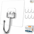 GLUIT Adhesive Large Wall Hooks for Hanging Heavy Duty 22 lbs Hooks for Walls No Damage, Towel Sticky Clear Hooks, Waterproof, Home, Bathroom, Kitchen, Office, and Outdoor 6 Pack