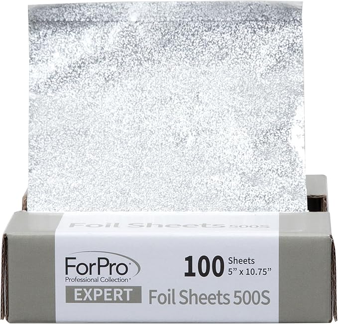 ForPro Expert Embossed Foil Sheets 500S, Aluminum Hair Foils for Color Application and Highlighting Services, Food Safe, Pop-Up Dispenser, 5” W x 10.75” L, 100-Count