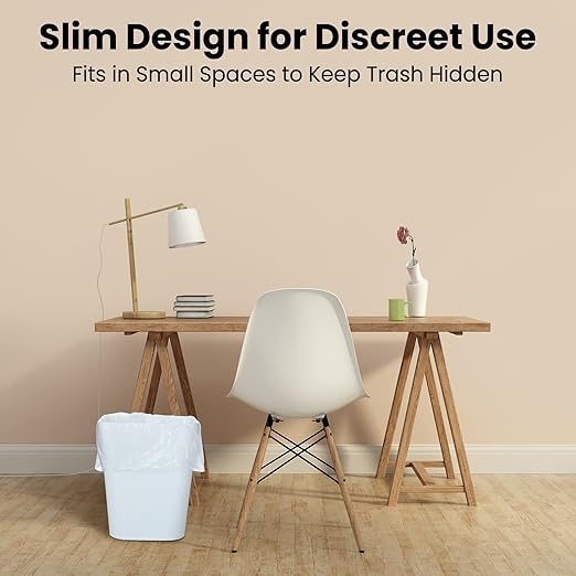 Eccliy 6 Pack Small Trash Cans for Bathroom Plastic Trash Can with 3 Rolls of Bags Small Wastebasket Garbage Bin Container, Bedroom, Home Office, Living Room, Kitchen (Gray,White)