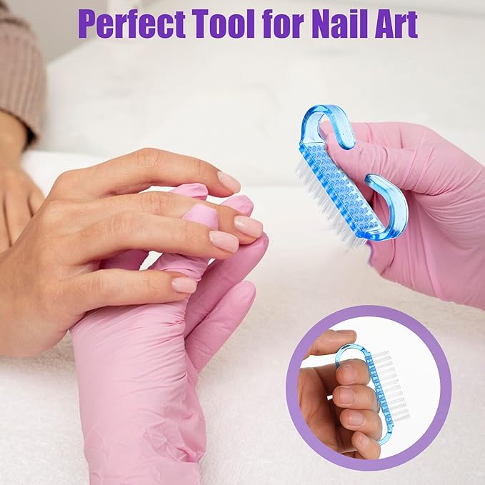 20Pcs Nail Cleaning Brush, Nylon Nail Cleaning Brush, Handle Grip Nail Brush Fingernail Brush Cleaner Kit for Toes and Nails