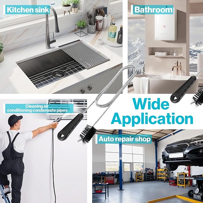 48 Inches Flexible Long Sink Drainage Tool - Sink Blockage Remover - AC Drain Line Cleaner Tool - Reach Tough Clogs Effortlessly