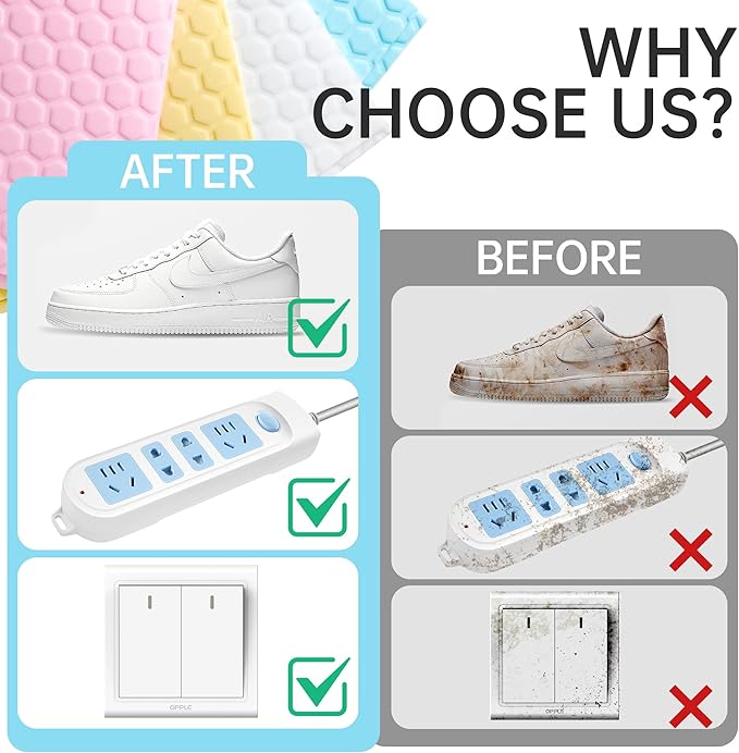20 Pack Magic Sponge Eraser Sheets, Multi-Surface Cleaner, Disposable Portable Magic Cleaning Eraser Thin Wipes for Kitchenware Bathroom Shoe Sink Car Interiors Hard to Reach Places-Multicolor