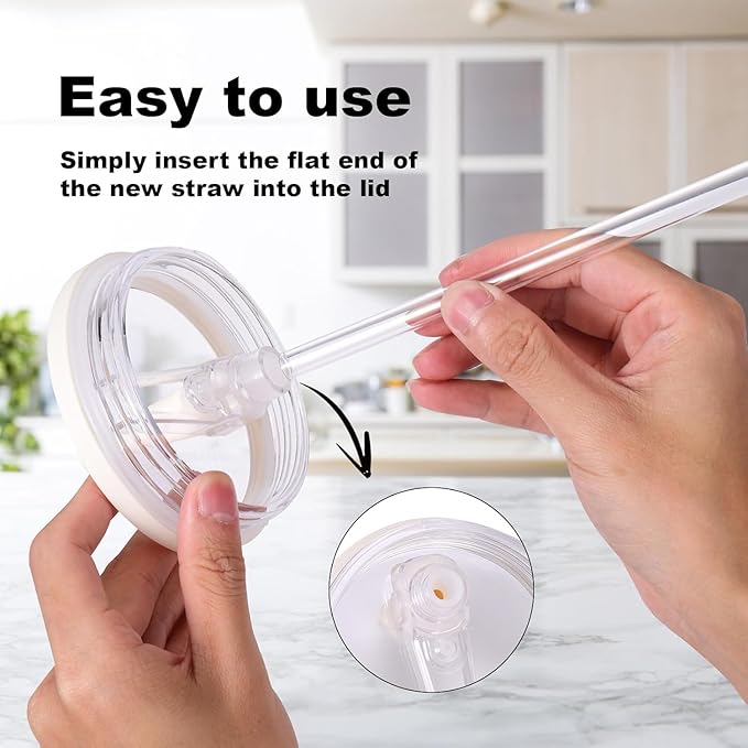 Metal Straw Replacement for Stanley Quencher ProTour Flip Tumbler 40oz,4 Pack Stainless Steel Drinking Straw with Cleaning Brush for Stanley Quencher ProTour 40oz Cup