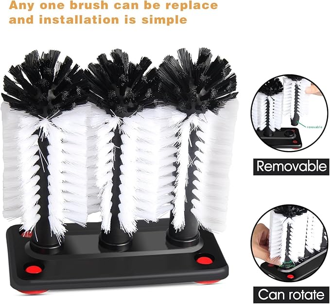 Glass Washer Brush Cleaner - 3 Brushes per Base