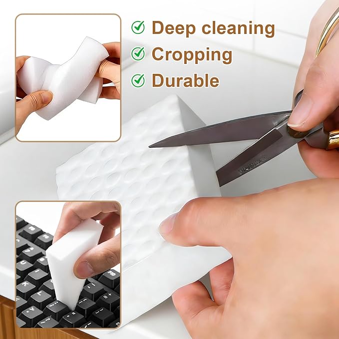 30Pcs Melamine Foam Sponge, 2X Density Magic Cleaning Eraser, Durable Multi-Surface Scrubber for Kitchen, Bathroom, Wall, Shoe, Car, Sink & Floor Household Cleaning Essentials(30 Pcs-2X Density)