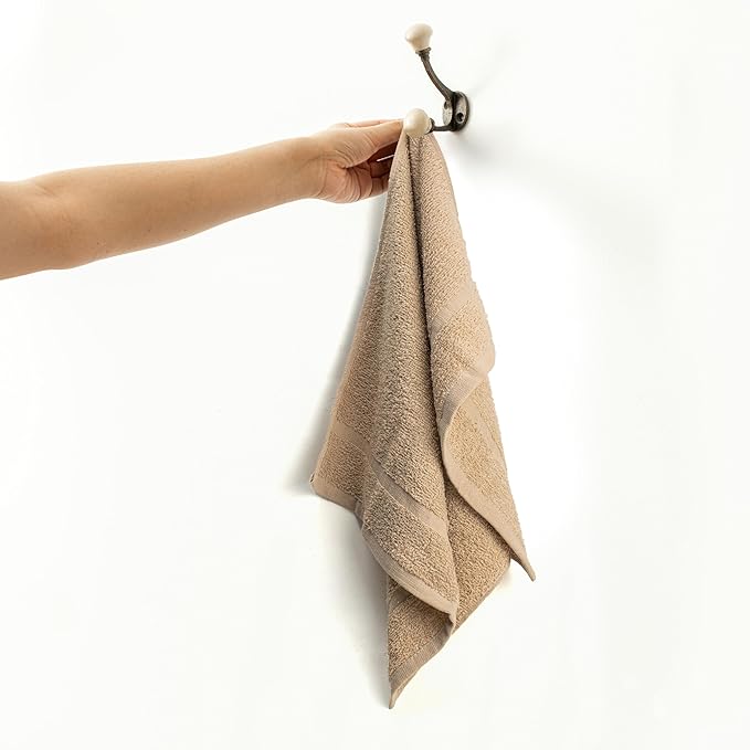 Basic Hand Towels 16x26 Inches – Bulk Pack of 24 – Beige Color – Soft and Absorbent Multipurpose Cotton Towels for Bathroom, Spa, Gym, Salon, Hotel, and Everyday Use