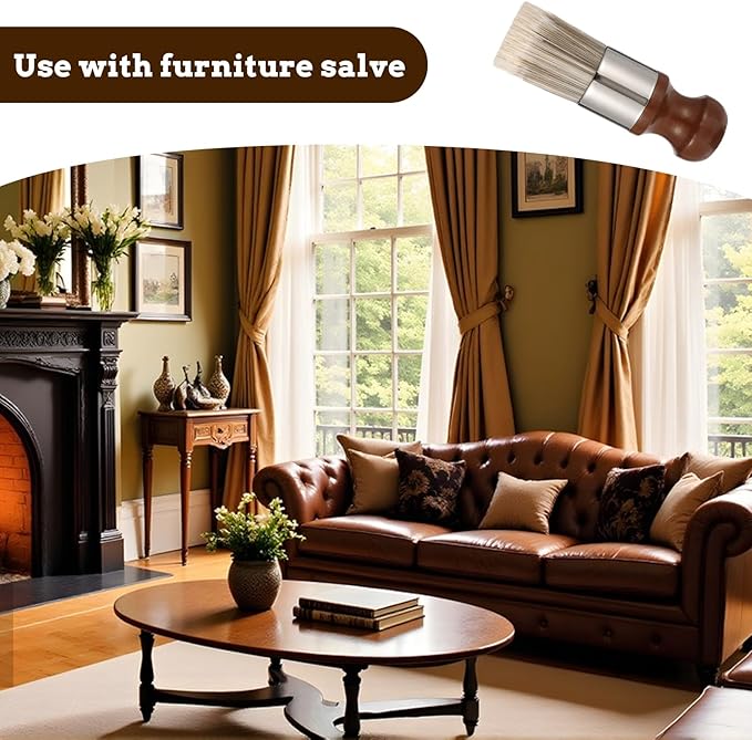 Salve Brush for Leather Furniture, Soft Nylon & Polyester Bristles, Leather Cleaning Brush with Wooden Handle for Furniture Home Leather