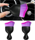 2PCS Car Interior Dust Brush, Soft Scratch Free Auto Detailing Brushes, Universal Vehicle Interior Cleaning Tool for Automotive Dashboard, Air Vents, Leather (Double Purple)