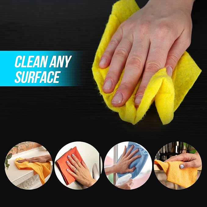 6‑Pack Microfiber Cleaning Cloths – Reusable, Lint‑Free Multi‑Color Towels for Kitchen, Car, Glass & Bathroom, Machine‑Washable Multipurpose Cleaning Rags