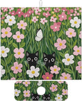 Pink Floral Cat Dish Drying Mat for Kitchen Counter, 16"x18" Microfiber Absorbent Fast Dry Mat, 2Pcs Dish Mat Faucet Mats Sets, Large Drying Kitchen Mat Kitchen Drying Pad Coffee Bar Decor Gifts