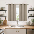 YoungsTex Burlap Taupe Linen Blackout Kitchen Curtains 40 Inch Length, Short Thermal Insulated Drapes with Grommet Darkening Privacy for Bedroom Window, 2 Panels, 42 X 40 Inch