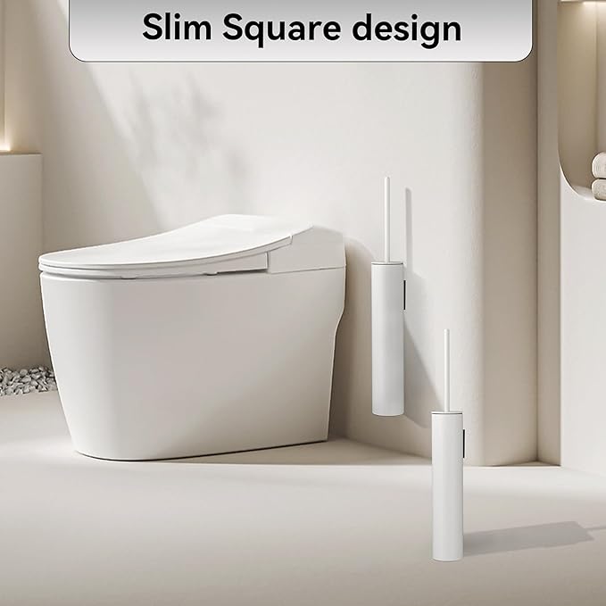 Wall Mounted WhiteToilet Brush with Holder,Durable Cleaning Toilet Bowl Brushes with Holders