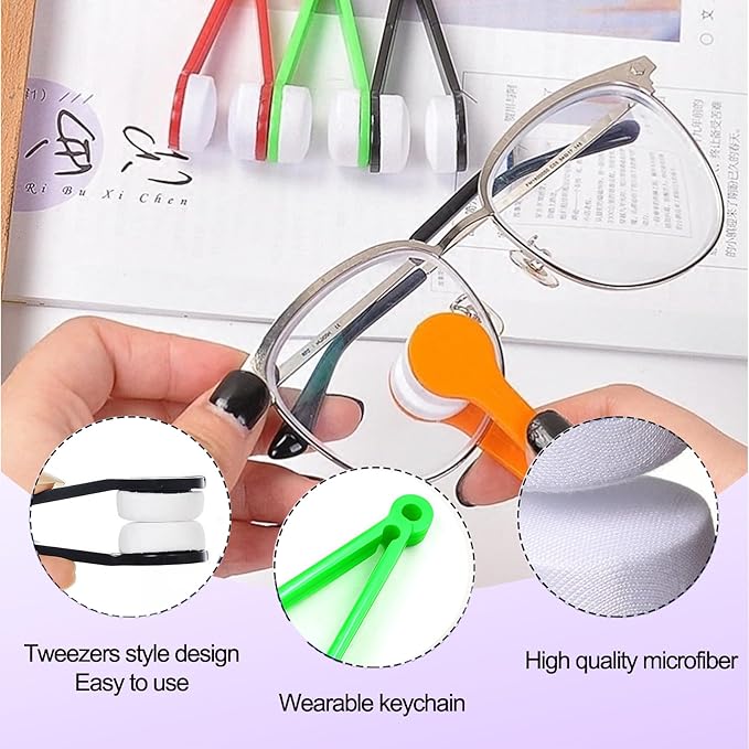 Sun Glasses Eyeglass Cleaning Soft Brush Tool Mini Microfiber Portable Sunglasses Spectacles Cleaner Cleaning Clip-3 Pieces