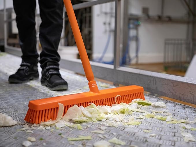 Vikan 319588 24" Heavy-Duty Push Broom, Soft/Stiff, Gray