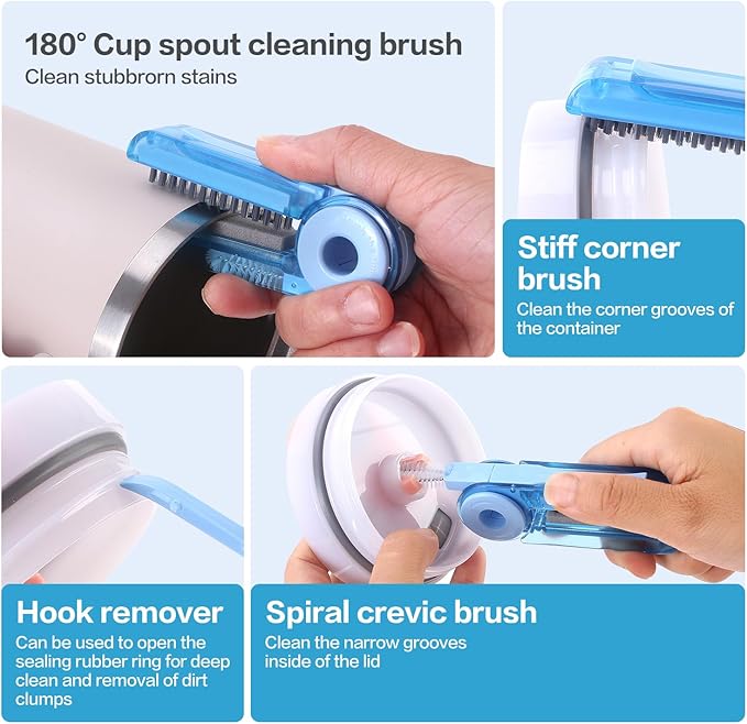 3 Pack Cup Cleaning Kit Compatible with Stanley,Multipurpose Cup Cleaner Kit with Extra Long Nylon Straw Brush Cleaner,3 in 1 Bottle Gap Cleaner and Long Handle Silicone Brush Cleaner