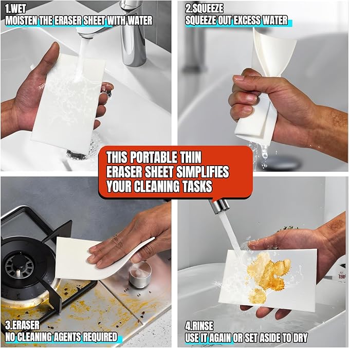 Magic Sponge Eraser Sheet, Portable White Melamine Sponge Sheets, Disposable Magic Cleaning Eraser Thin Wipes for Kitchen, Bathroom, Furniture, Sink, Shoe (Bulk 36 Pcs)