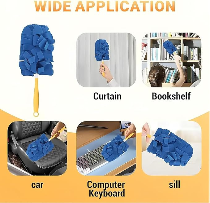 Electrostatic Dusters for Cleaning, 360° Electrostatic Duster Refills, Washable & Reusable Microfiber Duster Refills, Multi-Surface Cleaning Tool for Cleaning Home, Blinds (1 Handle + 4 Refills)