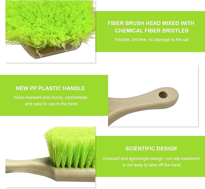 3 PCS Wheel Rim & Tire Brush Set, Scratch-Free Soft & Stiff Bristle Wheel Cleaner Detailing Brush, Auto Exterior Surface Rim Cleaning Brush Kit for Car Truck Motorcycle