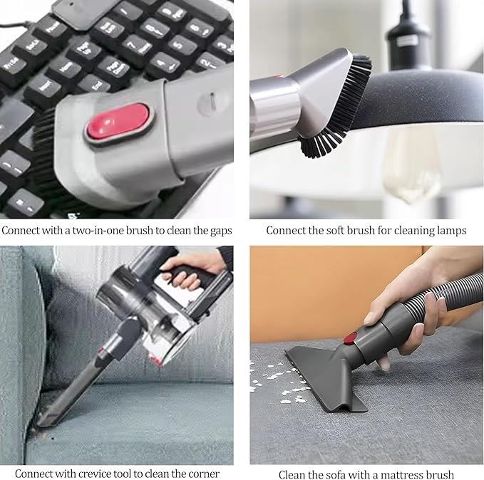 for Dyson Vacuum Attachments Parts Kit V8 V11 V15 V12 V10 V7 Gen5 Cordless Replacement Head, Deep Cleaning of Multi-Functional Accessories, Suitable for Various Settings Such as Homes & Cars