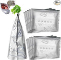 Reusable Aluminum Foil Sealable Storage Bags, 2026 New Resealable Vacuum Zipper Pouches for Food, Stand Up Foil Sealable Bags with Label and Zip Lock for Vegetable Fruit Meat (30PCS, Large)