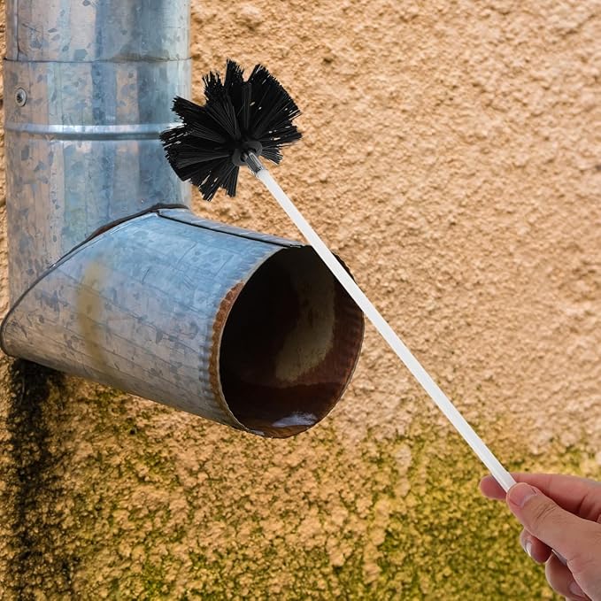 Chimney Sweep Pro Kit, 30ft Interlocking Rods with 6” Dual Brush Heads, Efficient Dryer Vent and Air Duct Cleaner, Reusable Fireplace Maintenance System