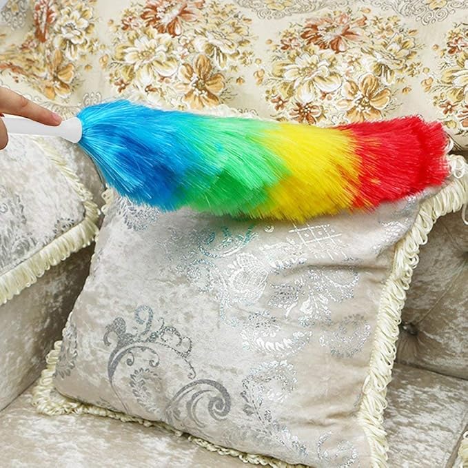 Hofumix Feather Duster Car Duster Hand Duster Static Dusting Brush Hand Grips Delicate Duster Kit 360°Flexible Duster for Ceiling Fans, Blinds, Furniture, Shutters, Auto, Truck, SUV, RV 4pcs