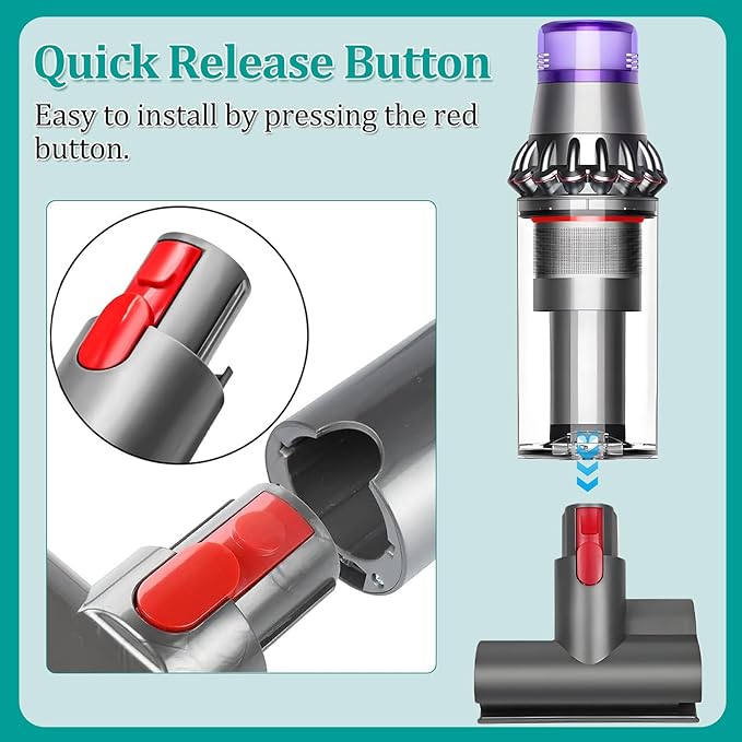 Deep Brush Mini Motorised Tool for V7 V8 V10 V11 V15 Cordless Vacuum Cleaners - Effortlessly Deep Clean Mattresses, Sofas, Car Interiors - Lightweight Design, Easy Maintenance
