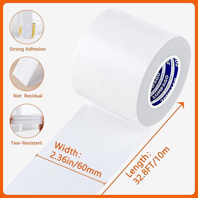 Strong Adhesive Cloth Weather Stripping Tape for Sliding Windows and Door Frames - Seal Strip for Soundproofing,Dustproof, Waterproof,and Windproof-Durable and Wear Resistant,2.4inx33FT,White