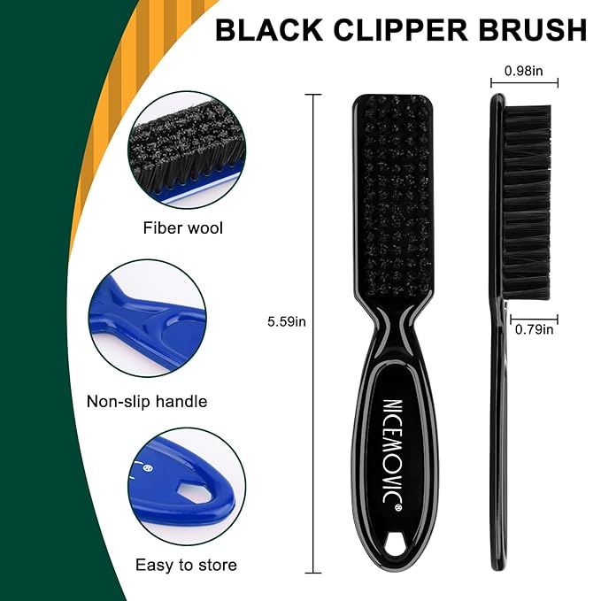 NICEMOVIC 10 Pcs Barber Clipper Cleaning Brush, Barber Accessories Supplies, Blade Trimmer Cleaning Mini Brush Bulk Set Duster Manicure Nylon Brush Hair Styling Tool (Black&Blue)