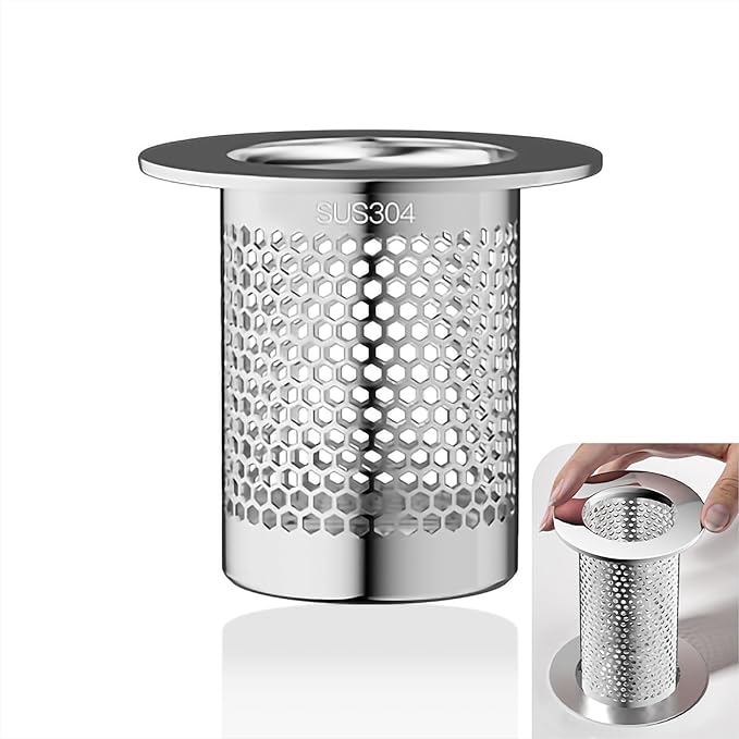 304 Stainless Steel Hair Catcher Bathroom Sink Drain Strainer Drain Filter (1 Piece, S-1)