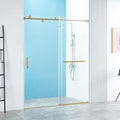 56-60" W x 76" H Frameless Sliding Shower Door, Frameless Shower Door, Shower Glass Door with 5/16" (8mm) Clear SGCC Tempered Glass, Stainless Steel Hardware O01 (Brushed Gold)