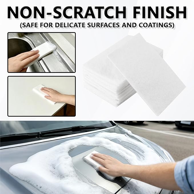 12PCS White Non Woven Pads & Non Scratch Scrubbing Pads 4x6 Inch Light Duty Scouring Pad & Abrasive Surface Scrubber Multi Scouring Sponge for Polishing Cleaning Pads Non Abrasive
