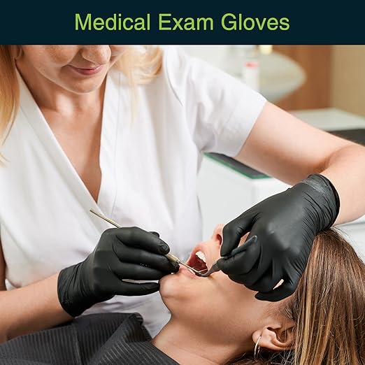 Black Gloves Disposable Latex Free X Small, 50 Count - Medical and Dental Grade Surgical Gloves - Powder Free Nitrile Gloves X Small - 3 Mil Thickness