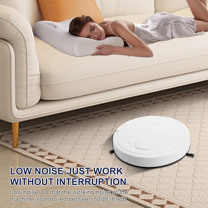 Mini Robot Vacuum Cleaner for Pet Hair, 1200Pa Suction with Dual Side Brushes, 6cm Ultra-Thin ≤55dB Quiet, Fits Hardwood/Low-Pile Carpets，Powerful Suction Robot Vacuum for Small Homes