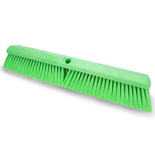 SPARTA 41890EC75 Omni Sweep Plastic Push Broom Head, Heavy Duty, Industrial Broom With Color Code System For Outdoor, Indoor, Garage, Concrete, Patio, Kitchen, Bathroom, 18 Inches, Lime, (Pack of 12)