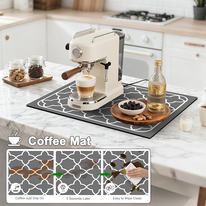 Dish Drying Mats for Kitchen Counter, Waterproof Coffee Mat for Countertop, Under Sink Mats, Coffee Bar Mat Accessories