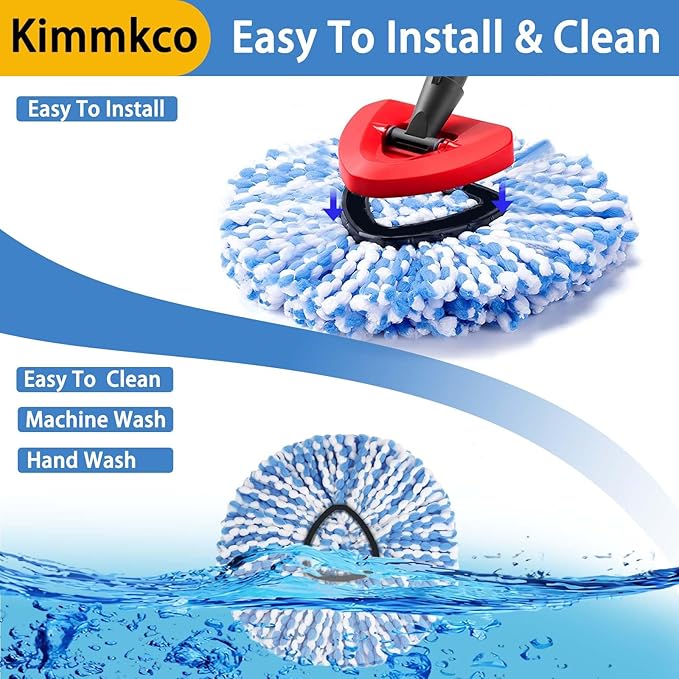 6 Pack Spin Mop Replacement Head for O Ceda RinseClean Spin Mop Refill, Mop Replace Head for Only 2-Tank System, Fluffy Microfiber, Machine Washable