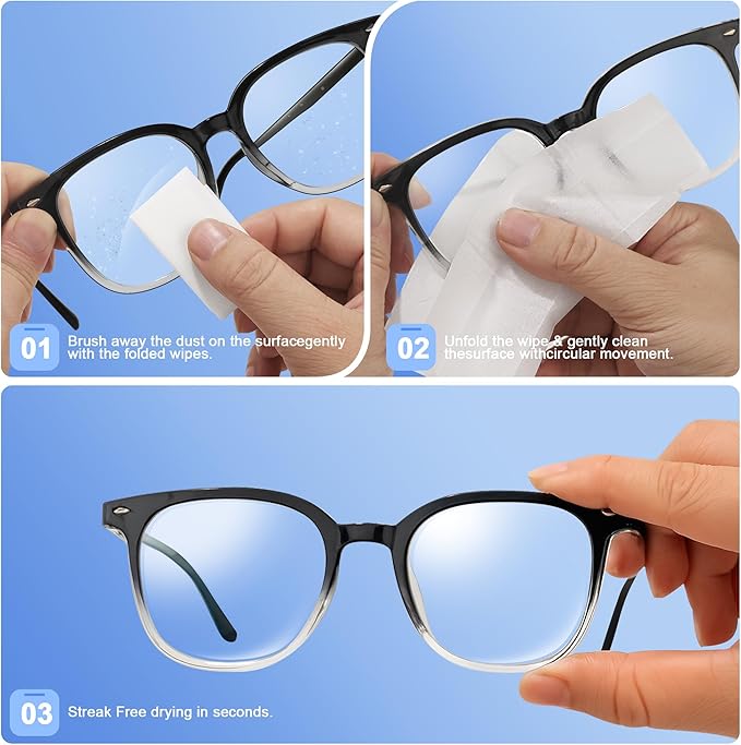 200 Count Lens Wipes for Eyeglasses, Eyeglass Cleaner Wipes for Cameras, Sunglasses, Phone and Computer - Keep Your Lenses Spotless