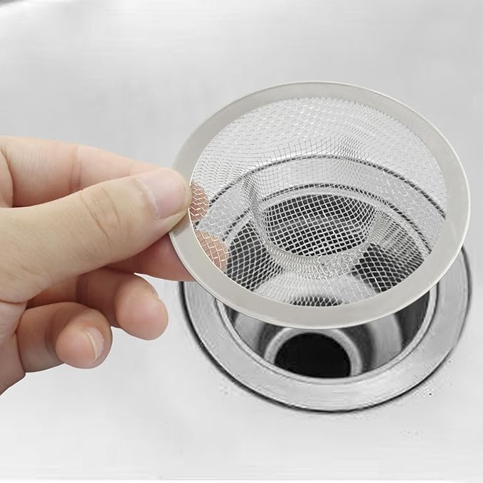 4 Pack Heavy Duty Stainless Steel Kitchen Sink Strainer, 3.54" Top / 1.65" Mesh Slop Basket Filter Trap, Utility Drain Hole for Kitchen Sink/Bathroom Bathtub Wash basin Floor drain Balcony