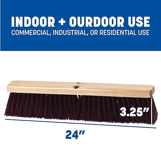 SPARTA Flo-Pac Plastic Floor Sweep, Crimped Sweep with Brace 24" for Cleaning, 24 Inches, Maroon