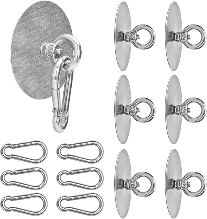 6 Pcs Self Adhesive Ceiling Hook Stainless Steel Pad Eye Hooks Nail-Free Wall Hook for Kitchen Bathroom Living Room Ceiling