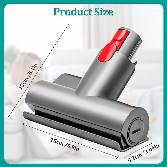 Deep Brush Mini Motorised Tool for V7 V8 V10 V11 V15 Cordless Vacuum Cleaners - Effortlessly Deep Clean Mattresses, Sofas, Car Interiors - Lightweight Design, Easy Maintenance