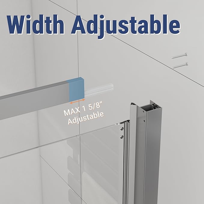 42" W x 78" H 3-Panels Sliding Shower Door, Shower Door Clear 6mm Tempered Glass with Chrome Frame, 3-Panels Sliding Shower Easy to Clean,Three-Panel Synchronized Shower Sliding Door