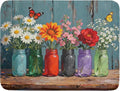 Spring Summer Floral Dish Drying Mat for Kitchen Counter 18x24 Flower Bottle Butterfly Woodgrain Seasonal Absorbent Reversible Microfiber Drying Mats Kitchen Countertop Protector Dishes Drainer Pad
