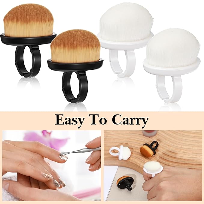 4 Pcs Dust Brush for Nails, Nail Brush Duster Soft Nail Brushes Portable Nails Duster Tools for Manicure and Pedicure,Black and White