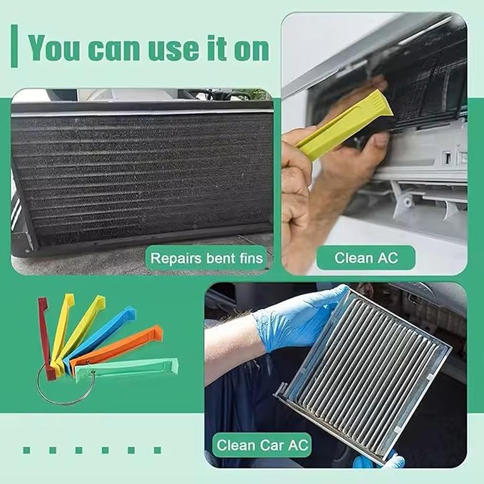 10 Piece Air Conditioner Fin Comb Cleaning Kit AC Coil Cleaning Brush Condenser Fin Straightener Radiator Repair Cleaning Tools Air conditioner, refrigerator, evaporator and radiator repairs